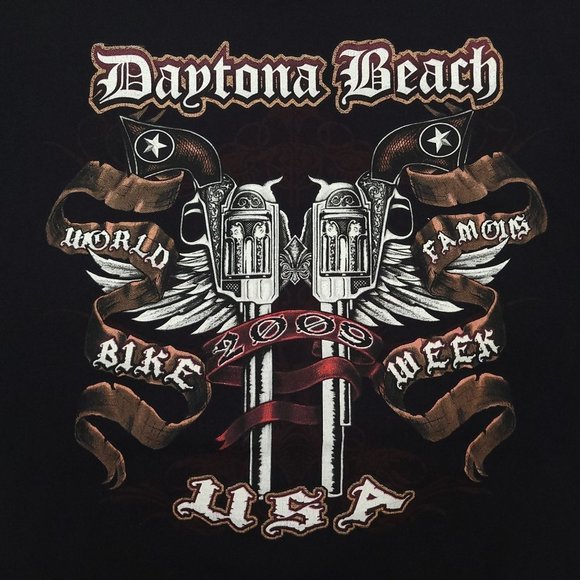 Bike Week 2009 Daytona Beach T Shirt Mens 3XL Double Sided Crew Neck Black Biker - Picture 2 of 16